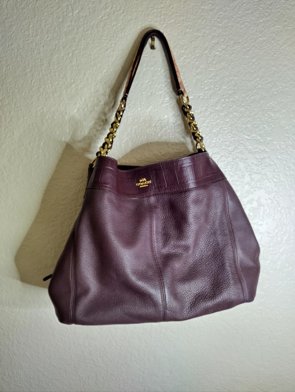 Coach F25944 Exotic Lexy Shoulder Bag With Chain Strap Handbag Oxblood/multi
